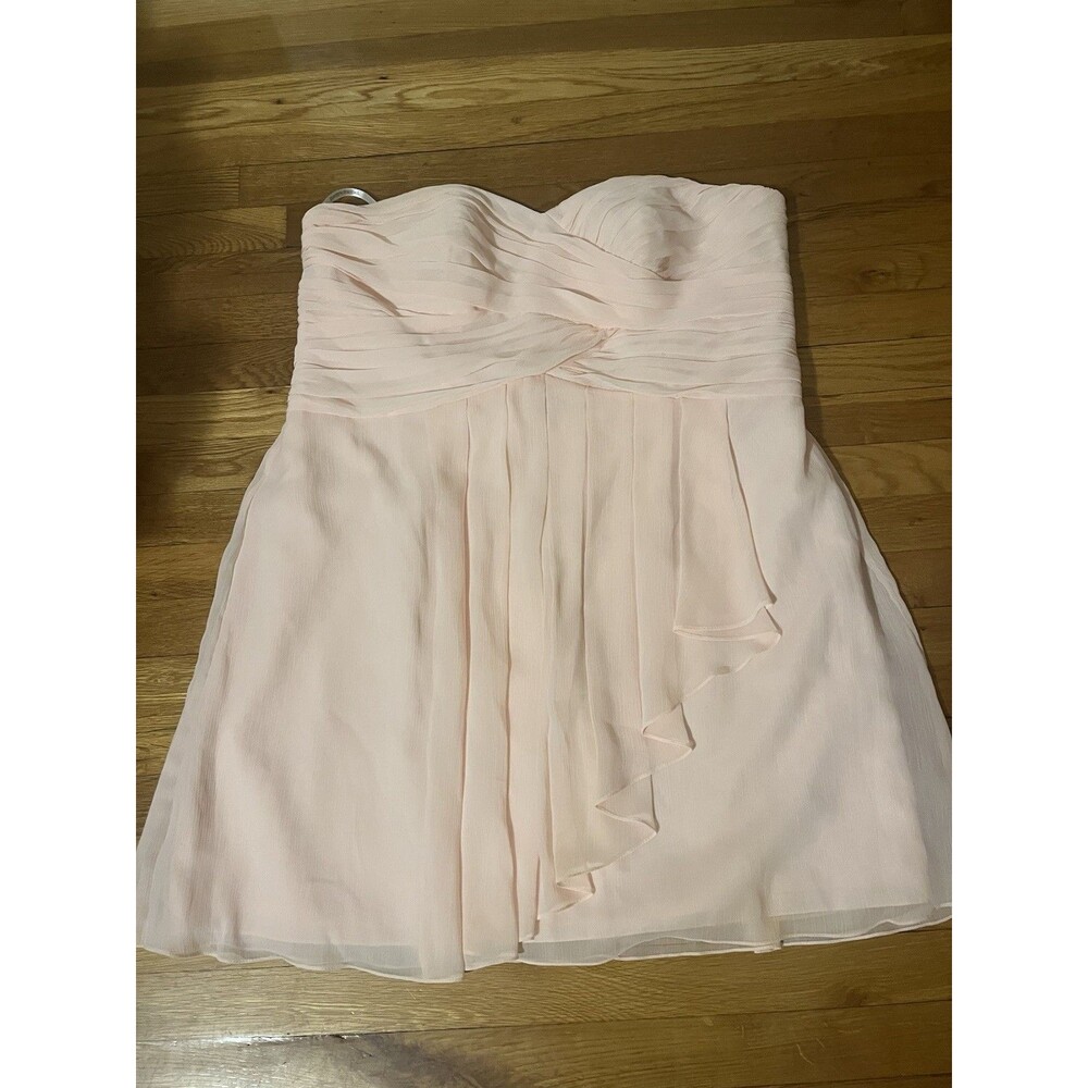 David's Bridal Pink Chiffon Strapless Sleeveless Short Knee Dress, Size 20